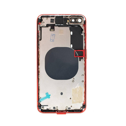 Wireless Charging Flex and SIM Tray in iPhone 8 Plus Red Rear Housing Assembly.