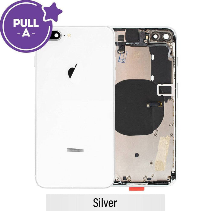 Rear Housing with Small Parts for iPhone 8 Plus (PULL-A) - Silver Front View.