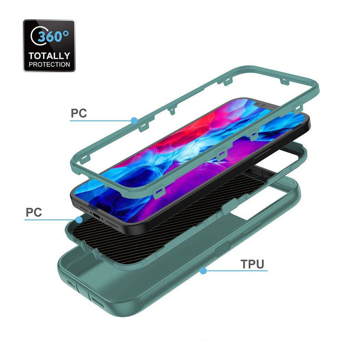 3 in 1 Shockproof Silicone Armor Case Cover for iPhone 12 Pro Max (6.7'') - JPC MOBILE ACCESSORIES