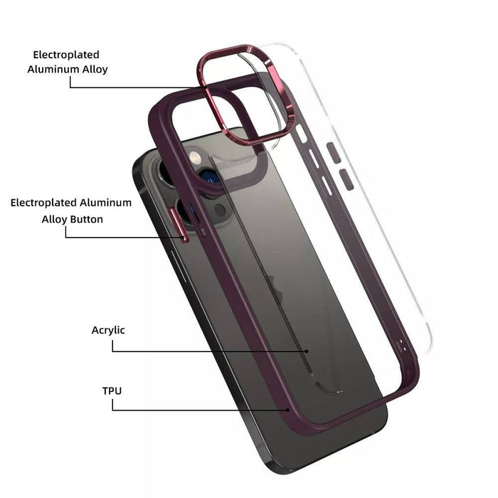 Metal Camera Lens Transparent Protection Shockproof Case for iPhone 14