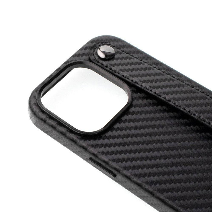 REDEFINE Metal Camera Lens PU Leather Case with Hand Belt for iPhone 14 Pro