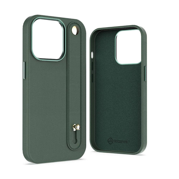 REDEFINE Metal Camera Lens PU Leather Case with Hand Belt for iPhone 14 Pro