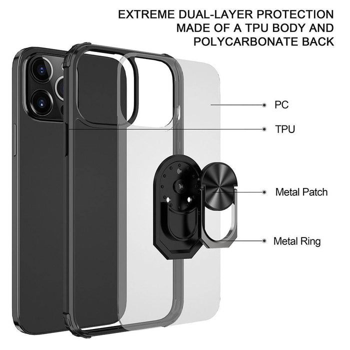 Ring Holder Military Shockproof Car Magnetic Case for iPhone 14 Pro - JPC MOBILE ACCESSORIES