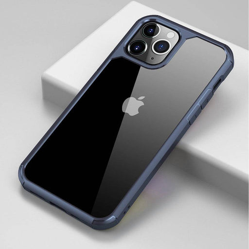 Blue shockproof clear hybrid case for iPhone 12 and 12 Pro