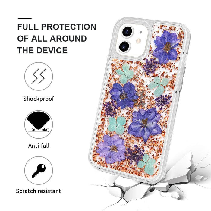 Dried Flower Bling Gold Foil Clear Case Cover for iPhone 12 Pro Max (6.7'') - JPC MOBILE ACCESSORIES