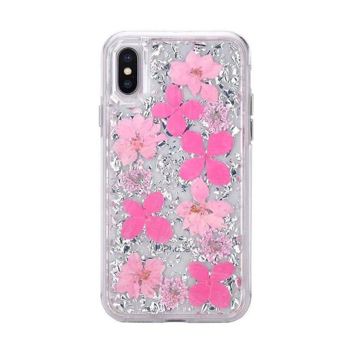 Dried Flower Bling Gold Foil Clear Case Cover for iPhone XS Max