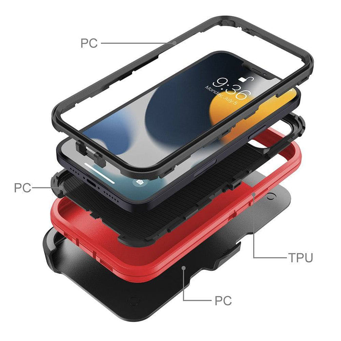 Shockproof Robot Armor Hard Plastic Case with Belt Clip for iPhone 13 mini - JPC MOBILE ACCESSORIES