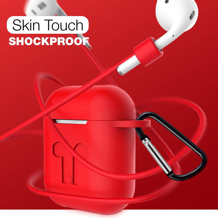 Soft Silicone Cover Case with Holder Strap for Apple AirPods - JPC MOBILE ACCESSORIES