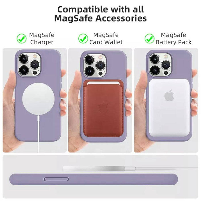 Liquid Silicone Case Cover with Magnetic Ring for iPhone 14 Pro Magsafe