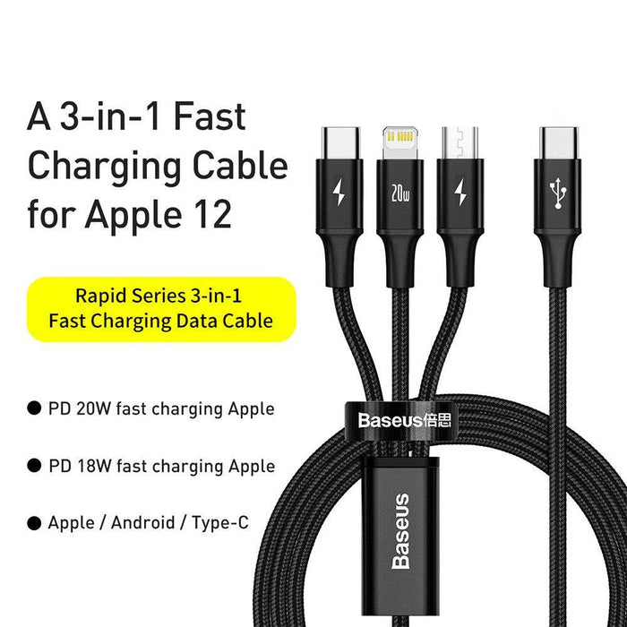 6️⃣ Strong & durable Baseus Rapid Series 1.5M Fast Charging Cable for travel & home
