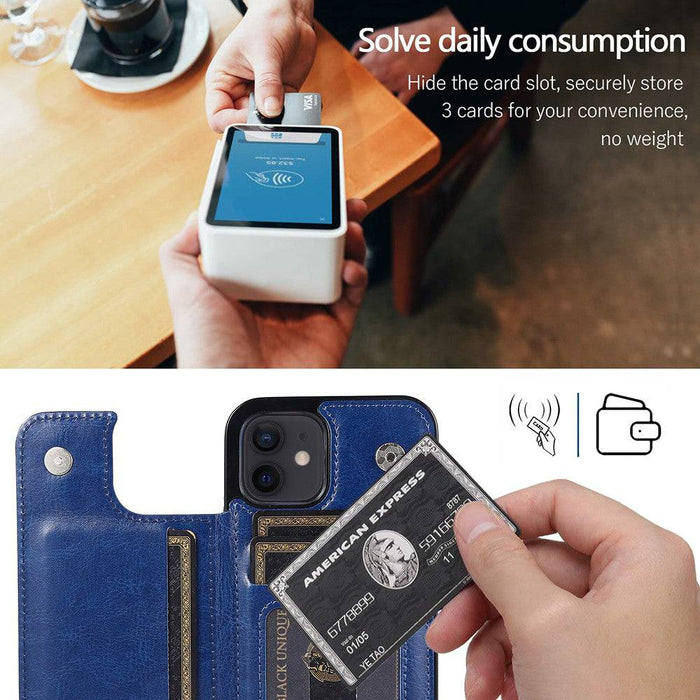 Back Flip Leather Wallet Cover Case for iPhone 12 / 12 Pro (6.1'') - JPC MOBILE ACCESSORIES