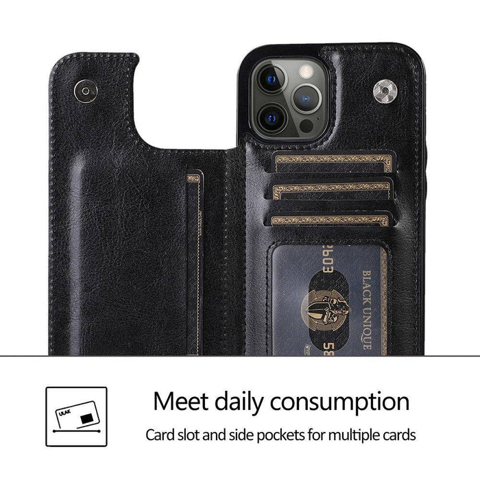 Back Flip Leather Wallet Cover Case for iPhone 12 Pro Max (6.7'') - JPC MOBILE ACCESSORIES