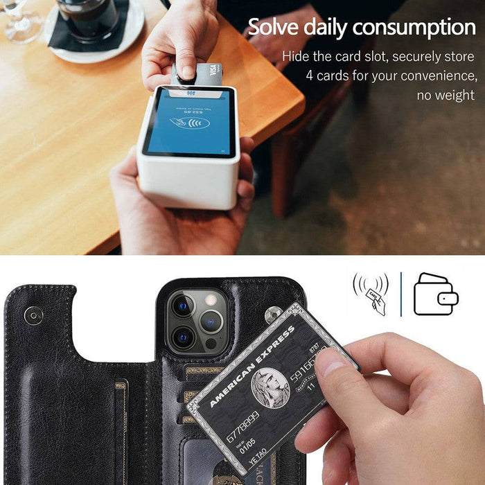 Back Flip Leather Wallet Cover Case for iPhone 12 Pro Max (6.7'') - JPC MOBILE ACCESSORIES