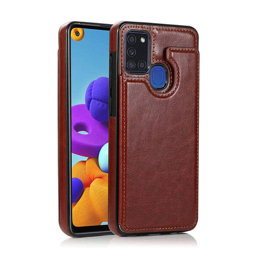 Back Flip Leather Wallet Cover Case for Samsung Galaxy A21s - Card Slots View.