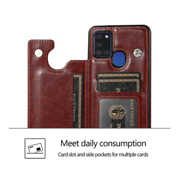 Slim and stylish Leather Wallet Case for Galaxy A21s.