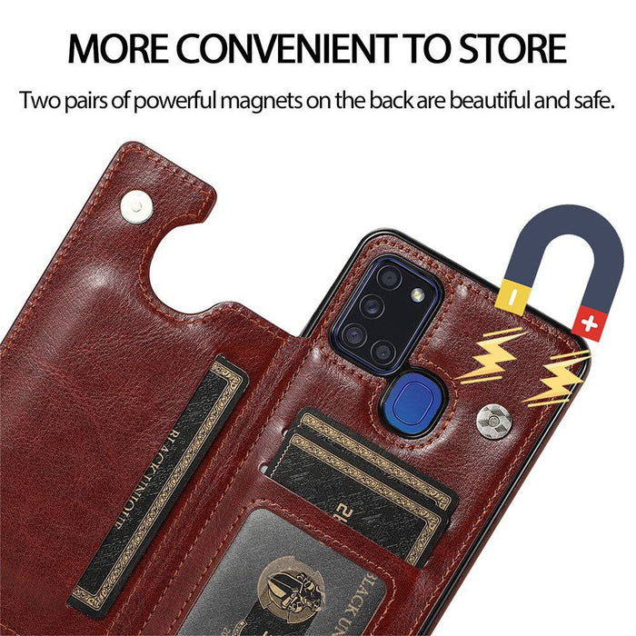 Lightweight and pocket-friendly Wallet Case for Samsung Galaxy A21s.