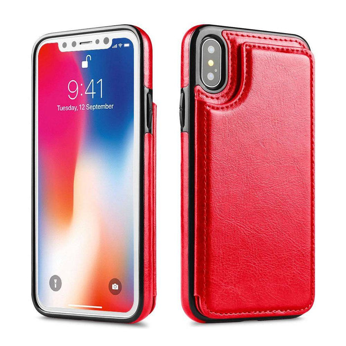 Back Flip Leather Wallet Cover Case for Apple iPhone X XS