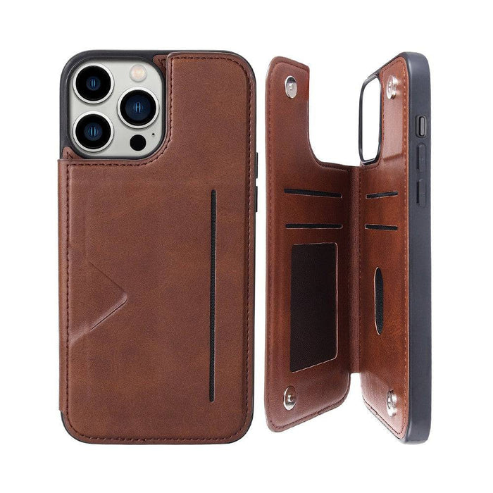 Hanman Back Flip Leather Wallet Shockproof Cover Case for iPhone 14 Plus