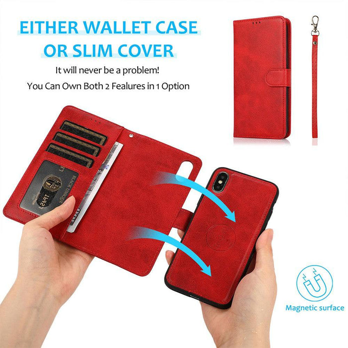 Magnetic Split PU Leather Flip Wallet Cover Case for iPhone X / XS