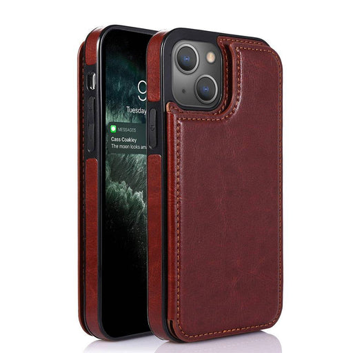 iPhone 13 14 PU Leather Wallet Case Card Holder Magnetic Back Flip 2 Card Slots Cover Wallet Case JPC MOBILE ACCESSORIES