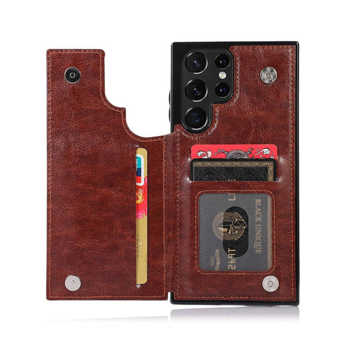 Back Flip Leather Wallet Cover Case for Samsung Galaxy S22 Ultra - JPC MOBILE ACCESSORIES