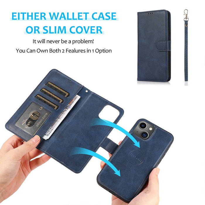 Magnetic Split PU Leather Flip Wallet Cover Case for iPhone 13 - JPC MOBILE ACCESSORIES