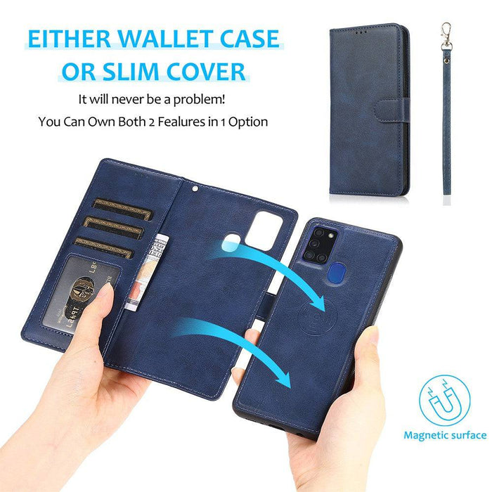 Magnetic Split PU Leather Flip Wallet Cover Case for Samsung Galaxy A21s - JPC MOBILE ACCESSORIES