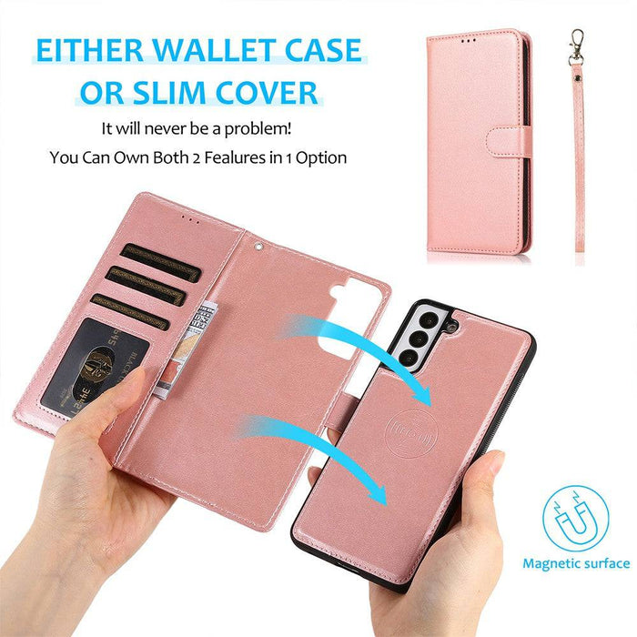 Magnetic Split PU Leather Flip Wallet Cover Case for Samsung Galaxy S21 FE 5G - JPC MOBILE ACCESSORIES