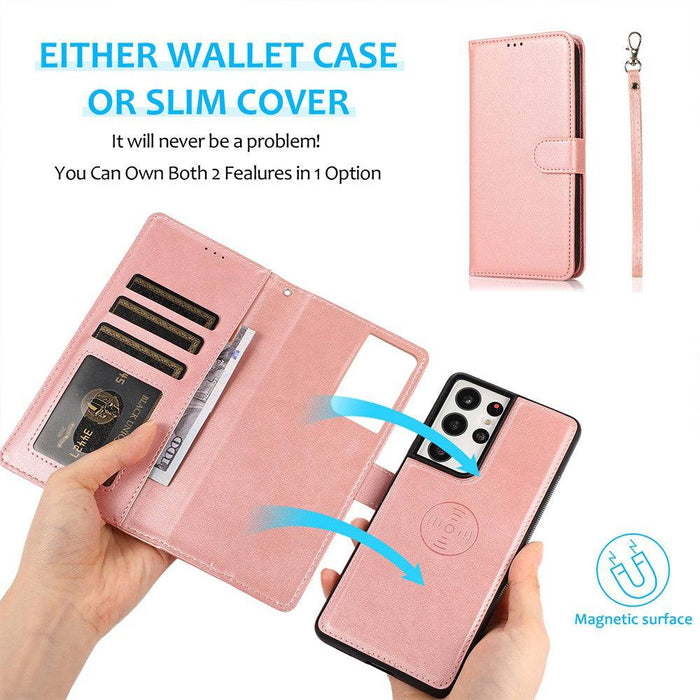 Magnetic Split PU Leather Flip Wallet Cover Case for Samsung Galaxy S21 Ultra - JPC MOBILE ACCESSORIES