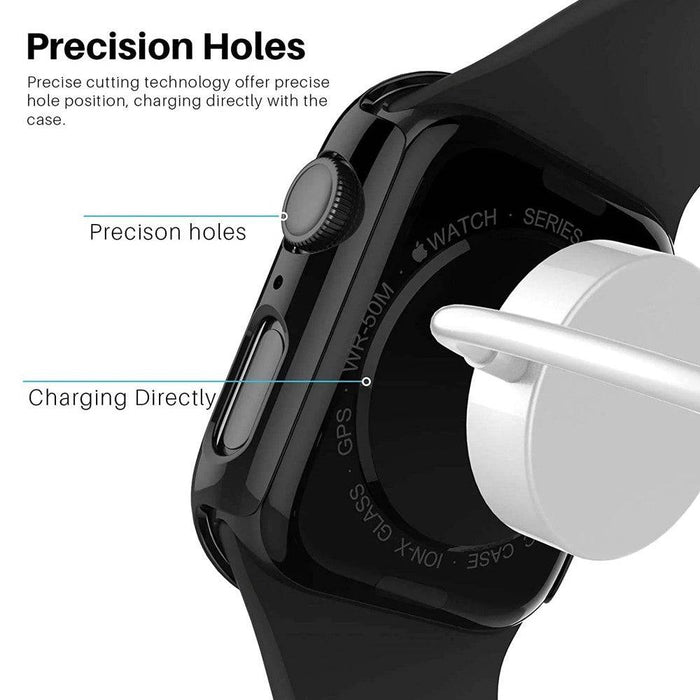 Hard PC Case with Tempered Glass Screen Protector for Apple Watch Series 7 / 8 45mm