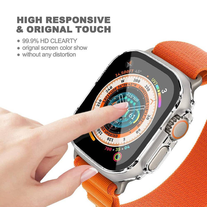 Hard PC Case with Tempered Glass Screen Protector for Apple Watch Ultra 49mm