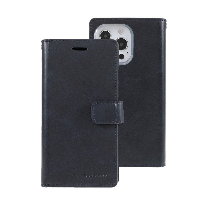Mercury Mansoor navy diary case iPhone 13 Pro Max shock absorption integrated TPU shell