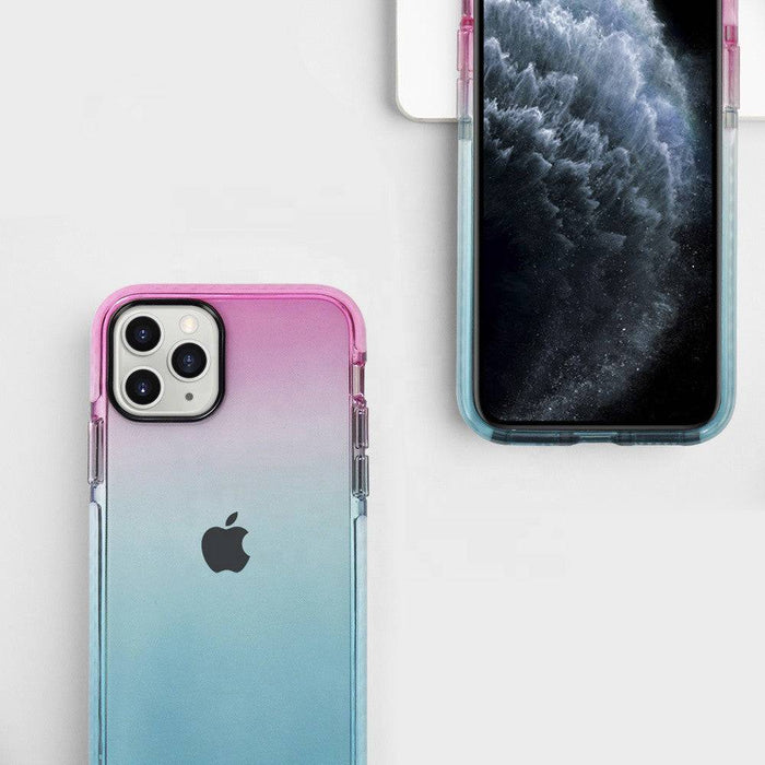 Rear view of pink blue gradient TPU case for 6.1-inch iPhone 12 and 12 Pro