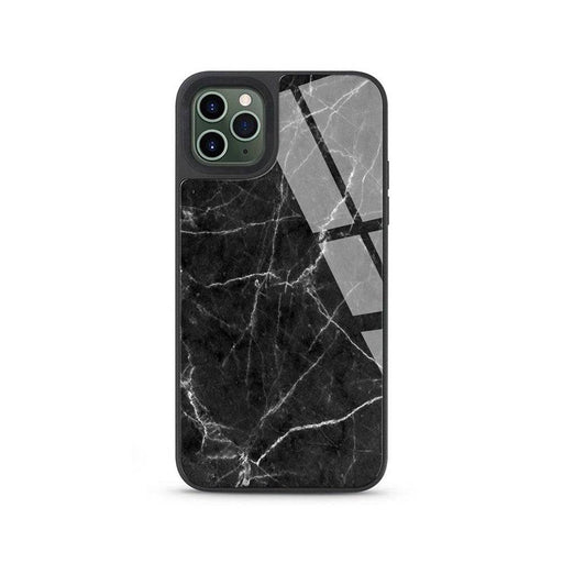 Black printed marble glass case for 6.7-inch iPhone 12 Pro Max