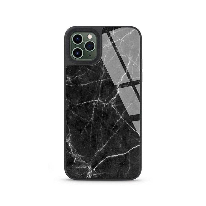 Black printed marble glass case for 6.7-inch iPhone 12 Pro Max