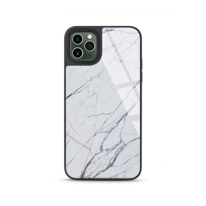 White printed marble glass case for 6.7-inch iPhone 12 Pro Max