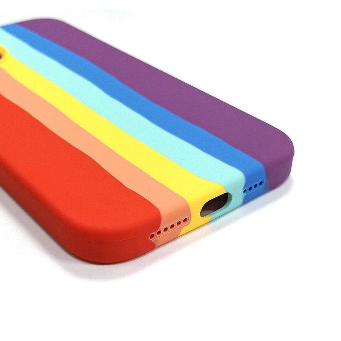 Side profile of the rainbow shockproof silicone phone case	