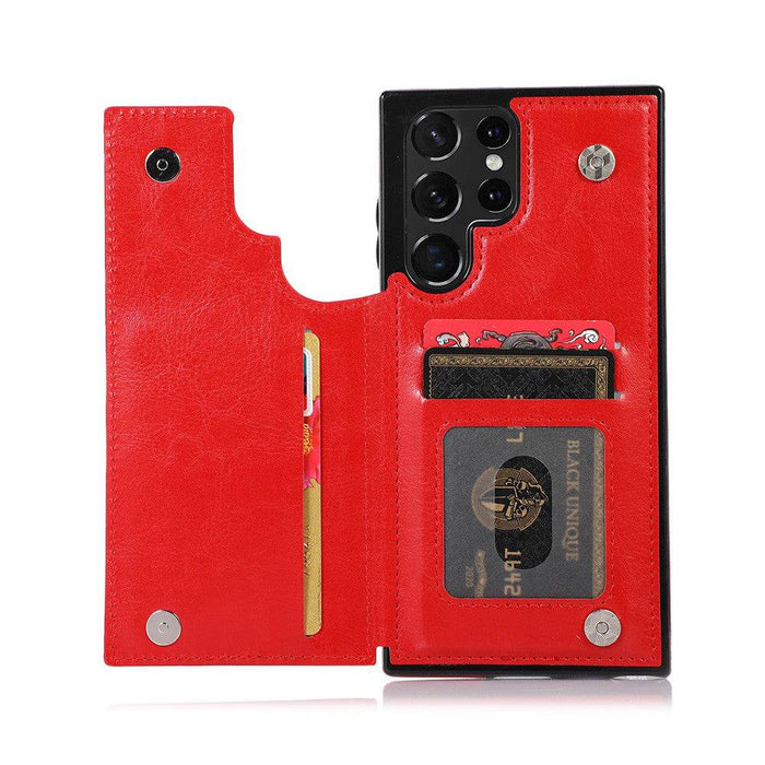 Red Re-Define back flip wallet case for Samsung Galaxy S23 Ultra