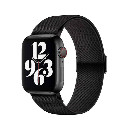 REDEFINE Stretchy Nylon Apple Watch Band 38mm 40mm 41mm Black ultra lightweight 10g elastic design metal buckle adjustment